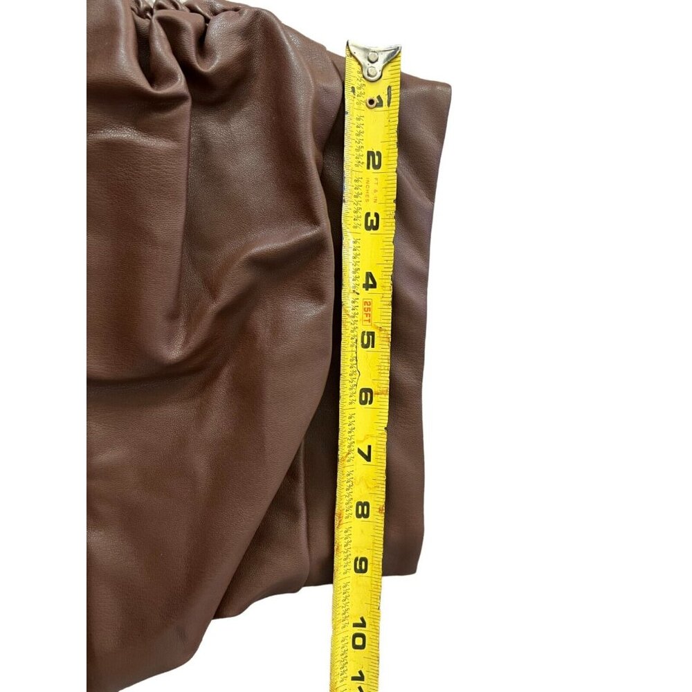 Meshki Ruched Bodycon Naomi Mini Skirt Size XS Chocolate Brown Faux Leather - Picture 13 of 15